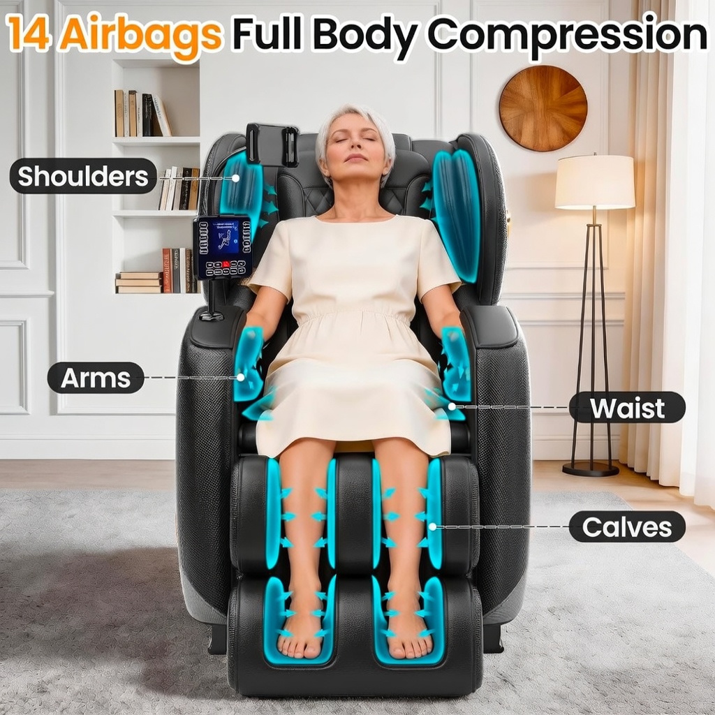 Jiatilunvo Massage Chair, Black Leather with Remote - Like New - 2026 - Dallas, TX