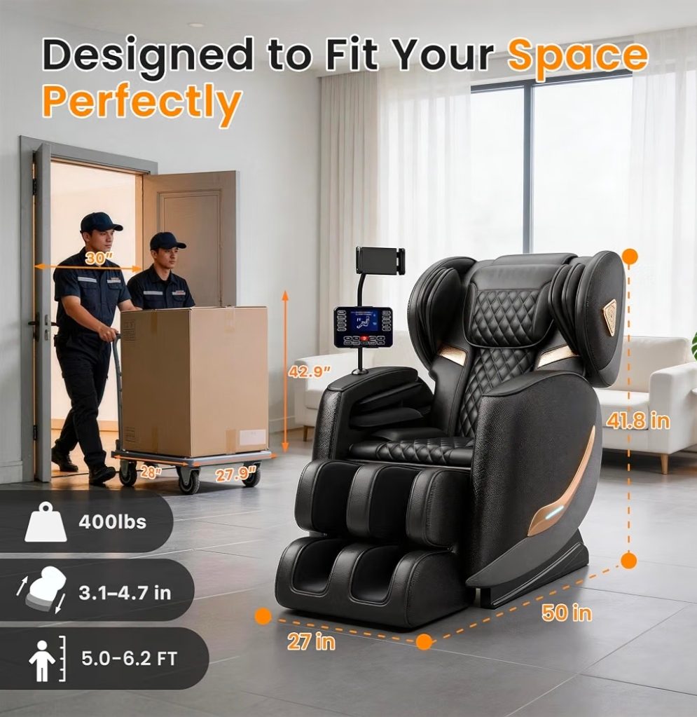 Jiatilunvo Massage Chair, Black Leather with Remote - Like New - 2026 - Dallas, TX, photo 8 of 9