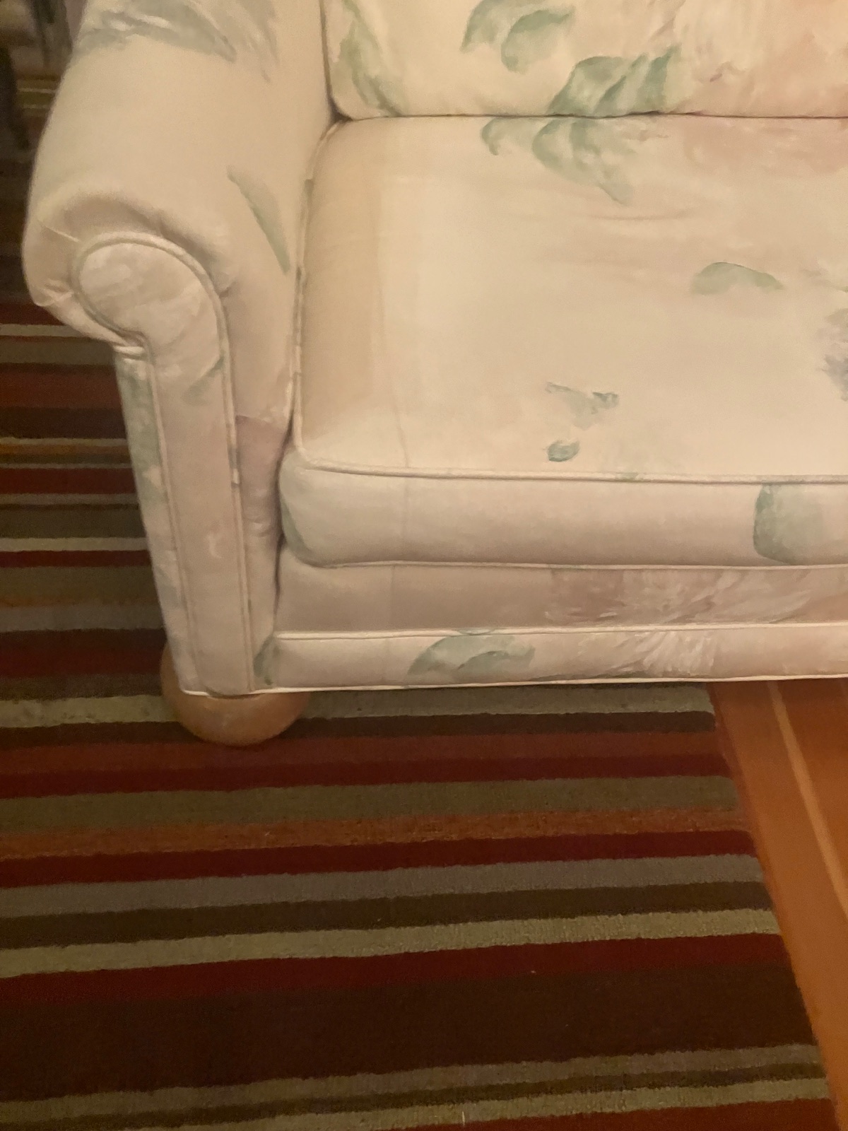 Floral Sofa, Pink Green Cream Fabric - Like New - Alameda, CA, photo 3 of 7