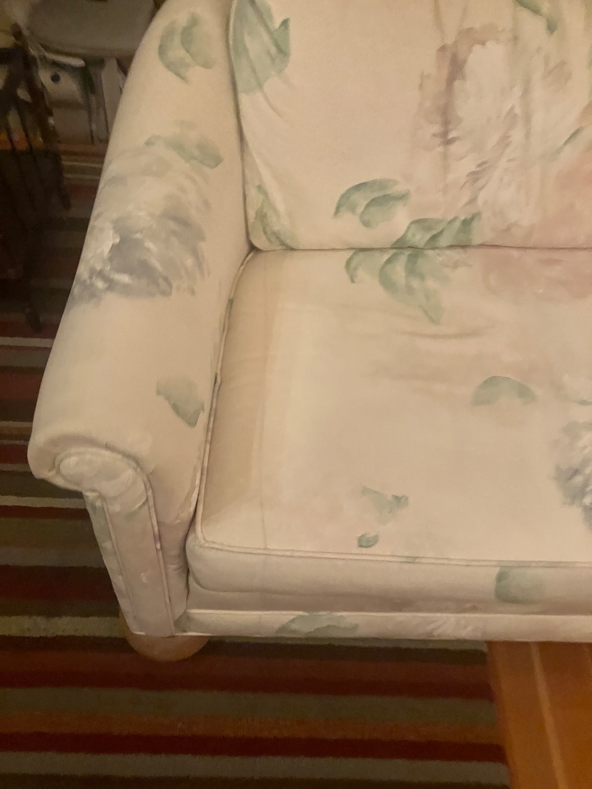 Floral Sofa, Pink Green Cream Fabric - Like New - Alameda, CA, photo 5 of 7
