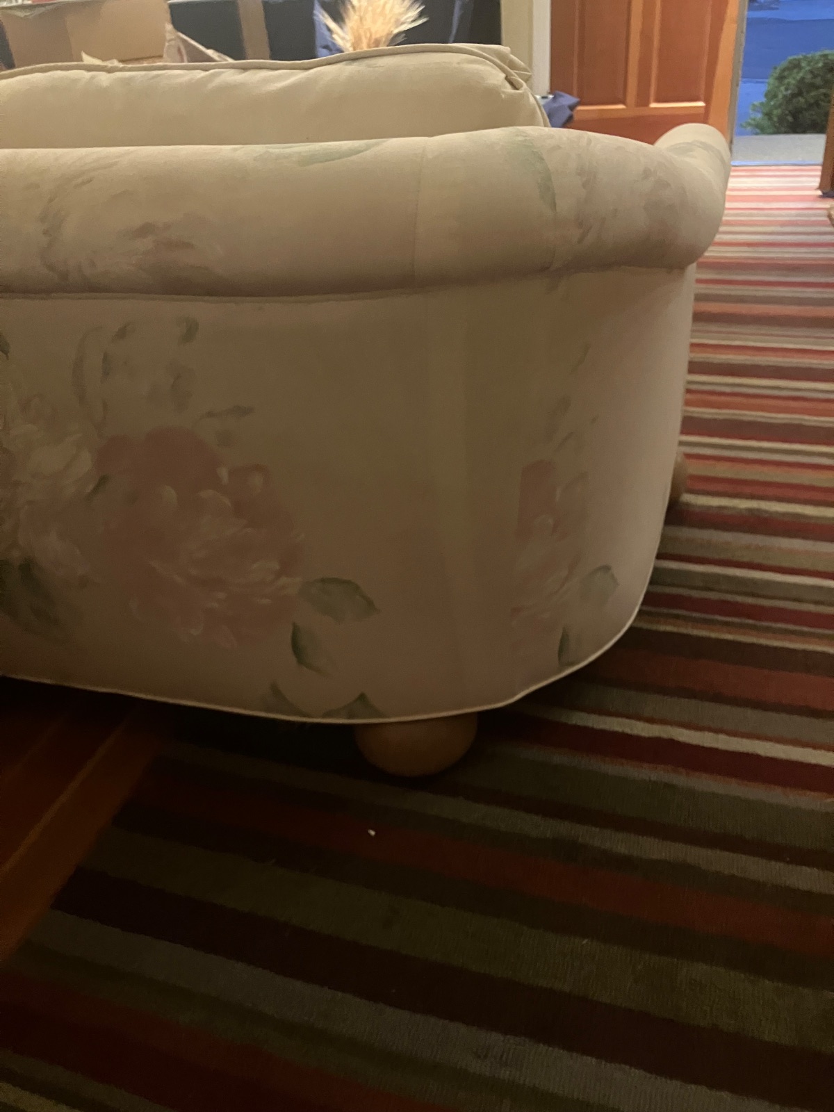 Floral Sofa, Pink Green Cream Fabric - Like New - Alameda, CA, photo 6 of 7
