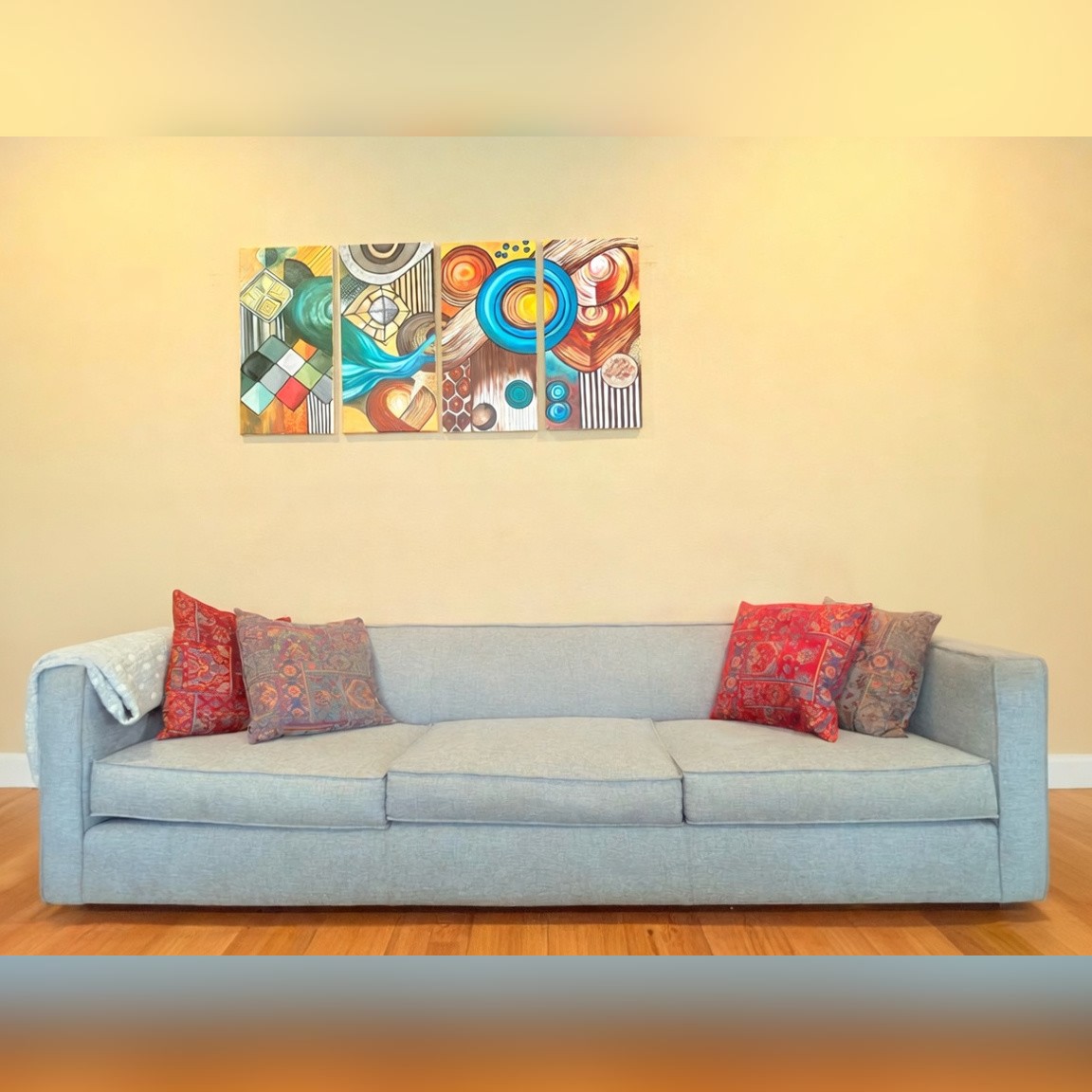 CB2 Light Gray Fabric 3 Seat Sofa (2 of Them) - Good - Milpitas, CA