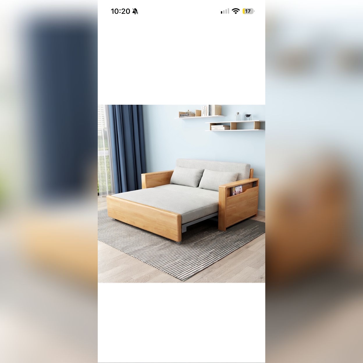 Grey Sleeper Sofa, Solid Wood Frame with Storage - Like New – Rochester, NY