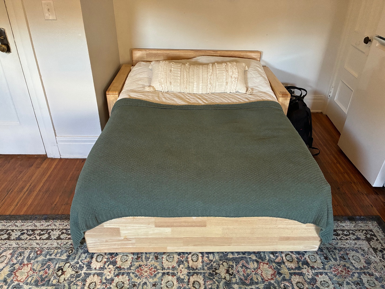 Grey Sleeper Sofa, Solid Wood Frame with Storage - Like New – Rochester, NY, photo 6 of 7