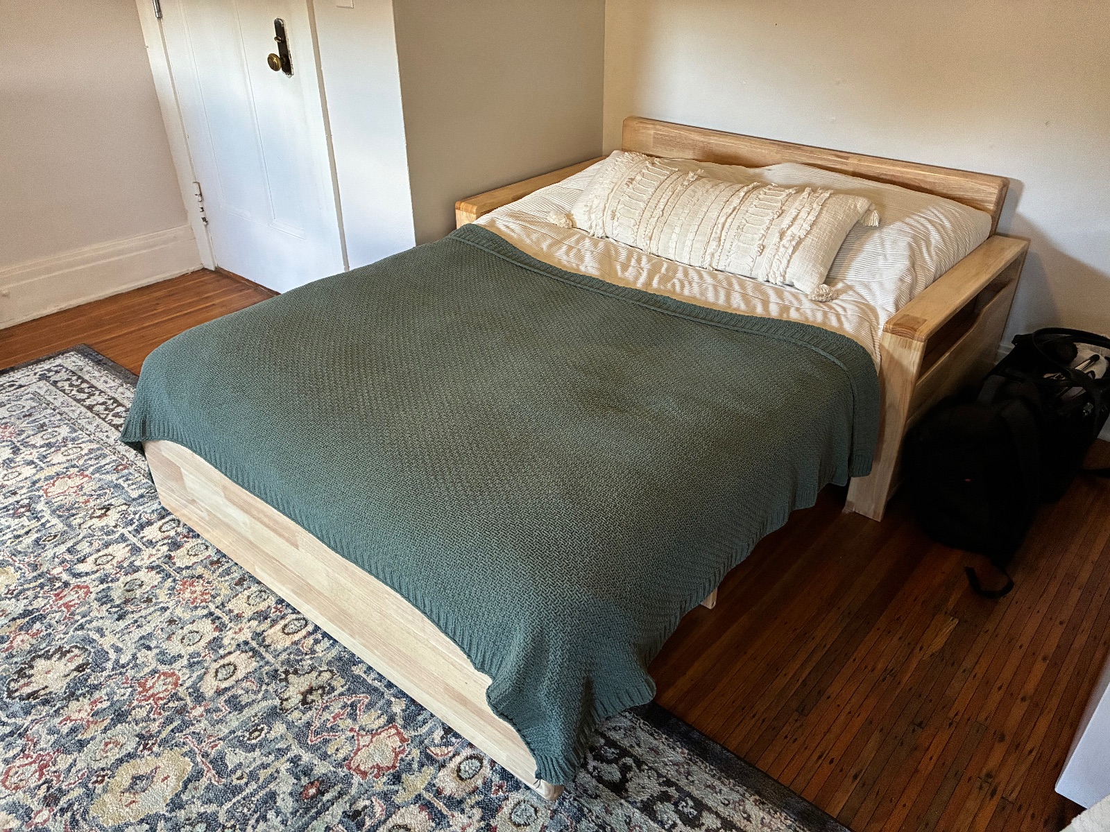 Grey Sleeper Sofa, Solid Wood Frame with Storage - Like New – Rochester, NY, photo 7 of 7
